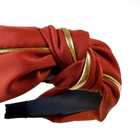 NWOT Blair Top Knot Gold Piped Red Headband - Picture 3 of 6